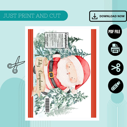 Santa Claus Chip Bag Cover PDF Instant Download File | Winter Holidays Celebration