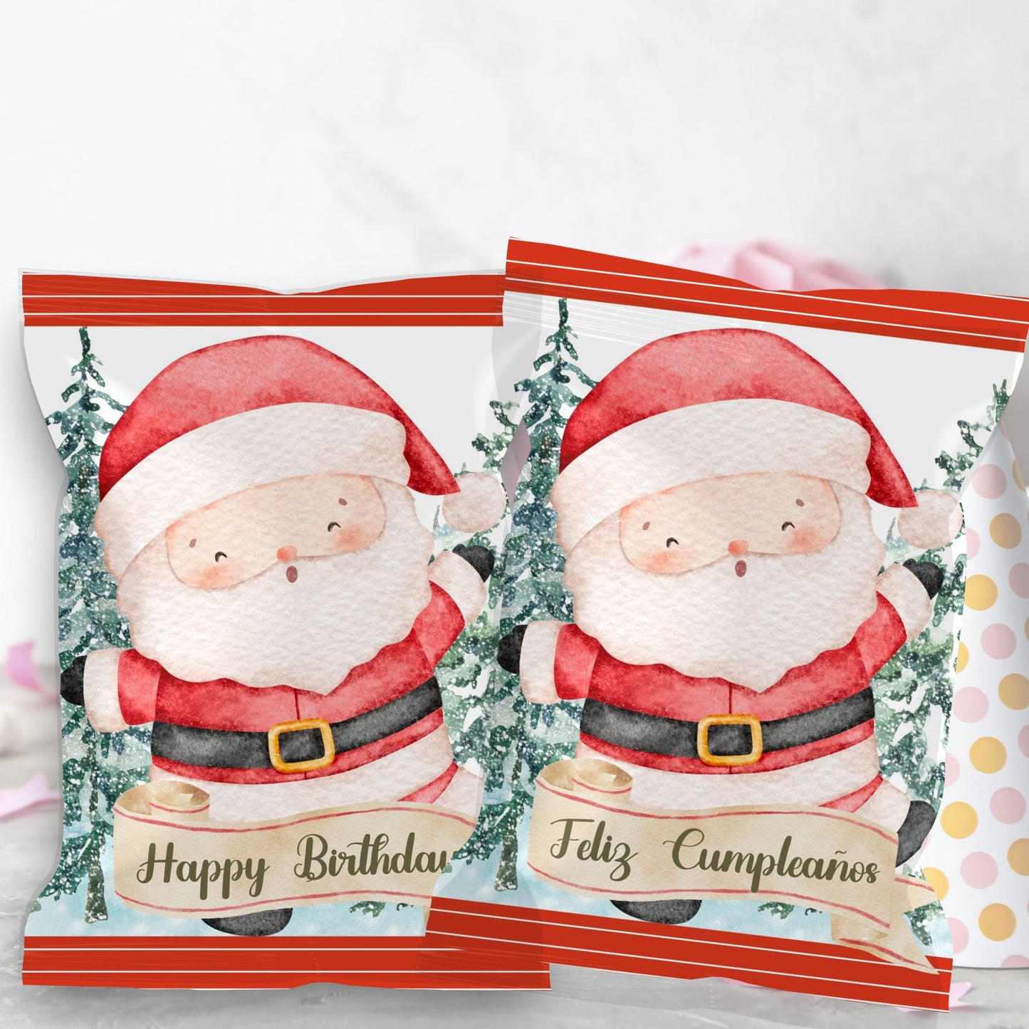 Santa Claus Chip Bag Cover PDF Instant Download File | Winter Holidays Celebration
