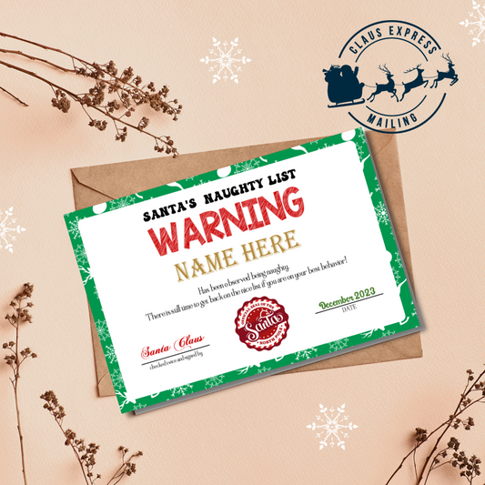Naughty List Certificate From Santa