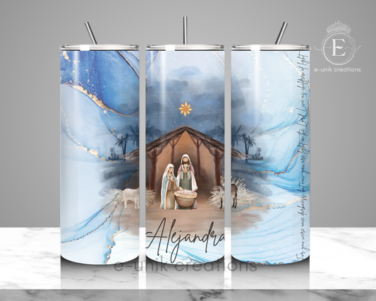 Christmas Nativity Personalized Skinny Tumbler 20oz
