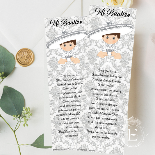 Silver Baby Charro Baptism Printable Prayers