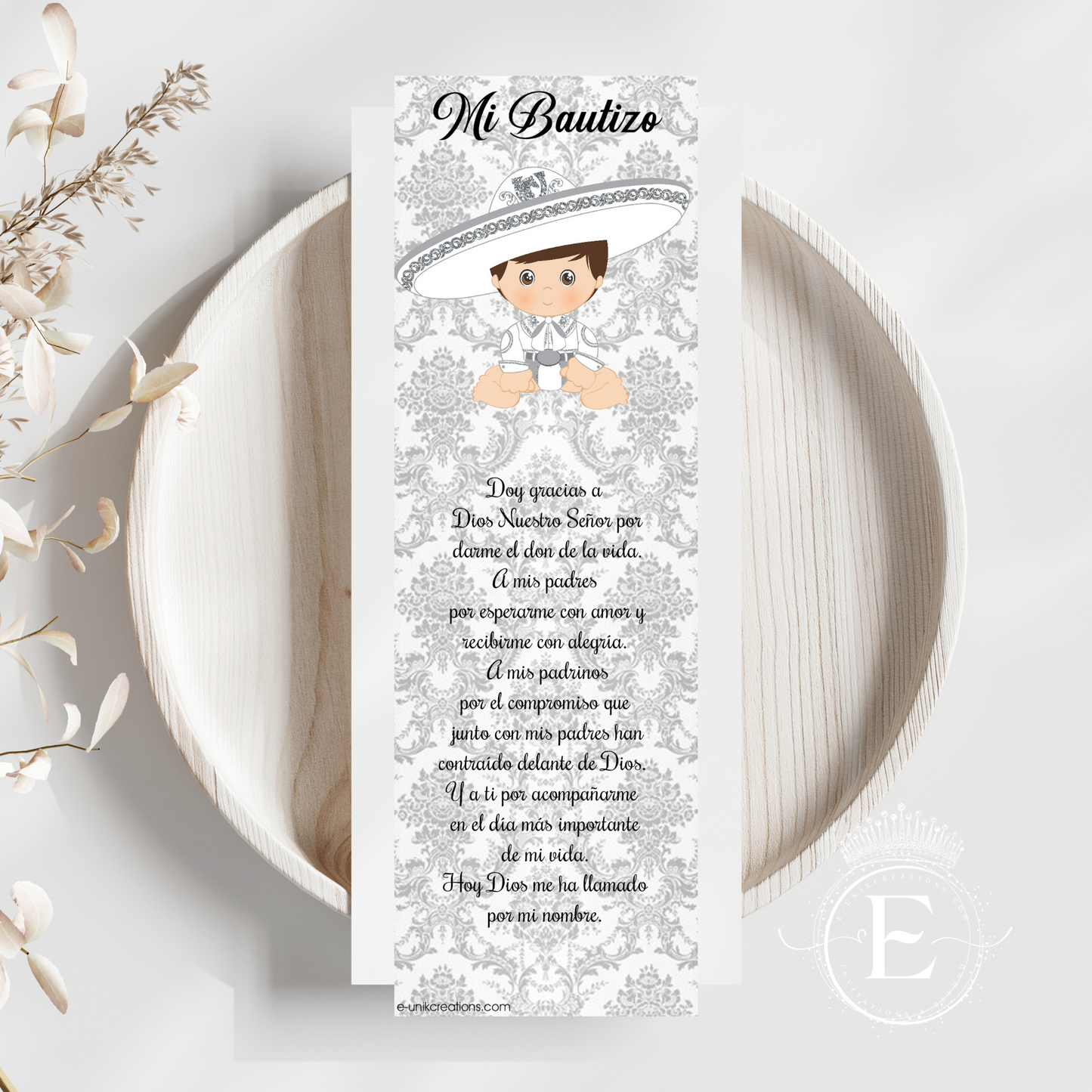 Silver Baby Charro Baptism Printable Prayers