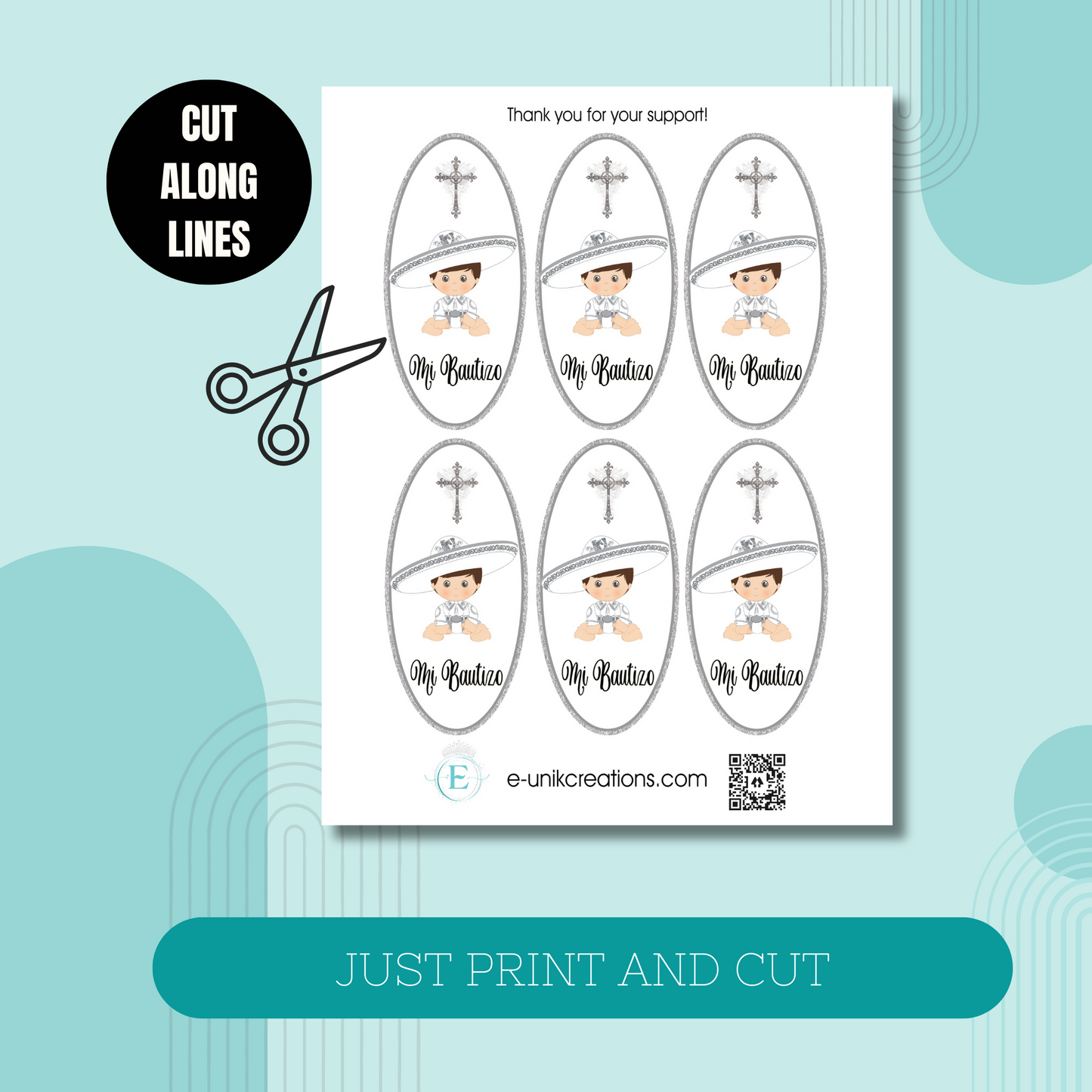 Silver Charrito Oval Candle Labels