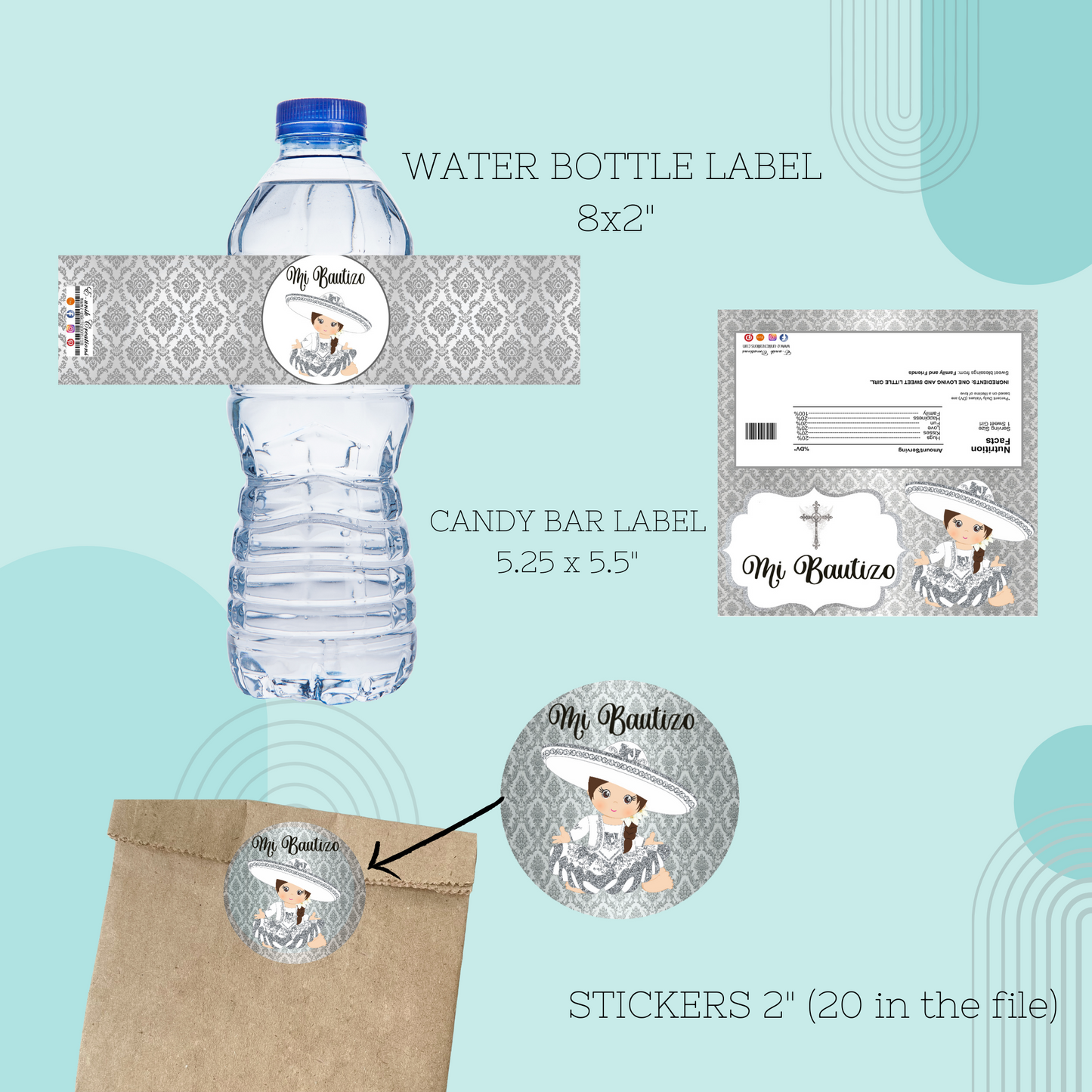 Silver Baby Charrita Baptism Printable Kit