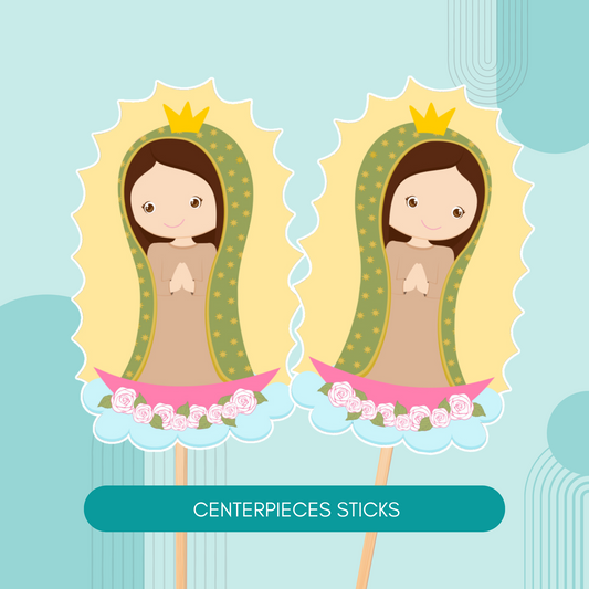 Virgencita Our Lady of Guadalupe Centerpieces Sticks