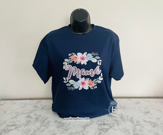 Mamá Floral Navy T-shirt