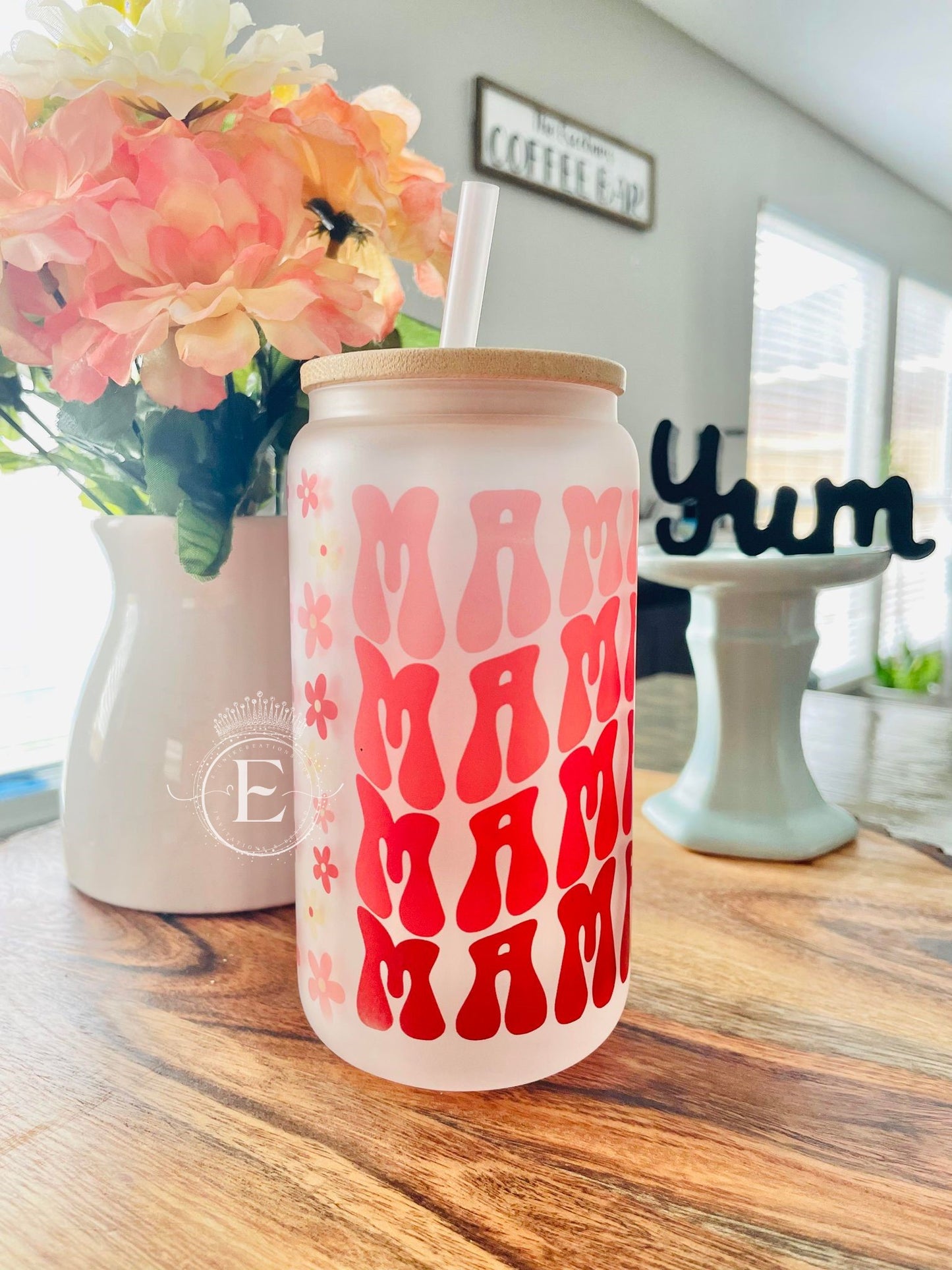 Groovy Mama Libby Frosted Glass Cup