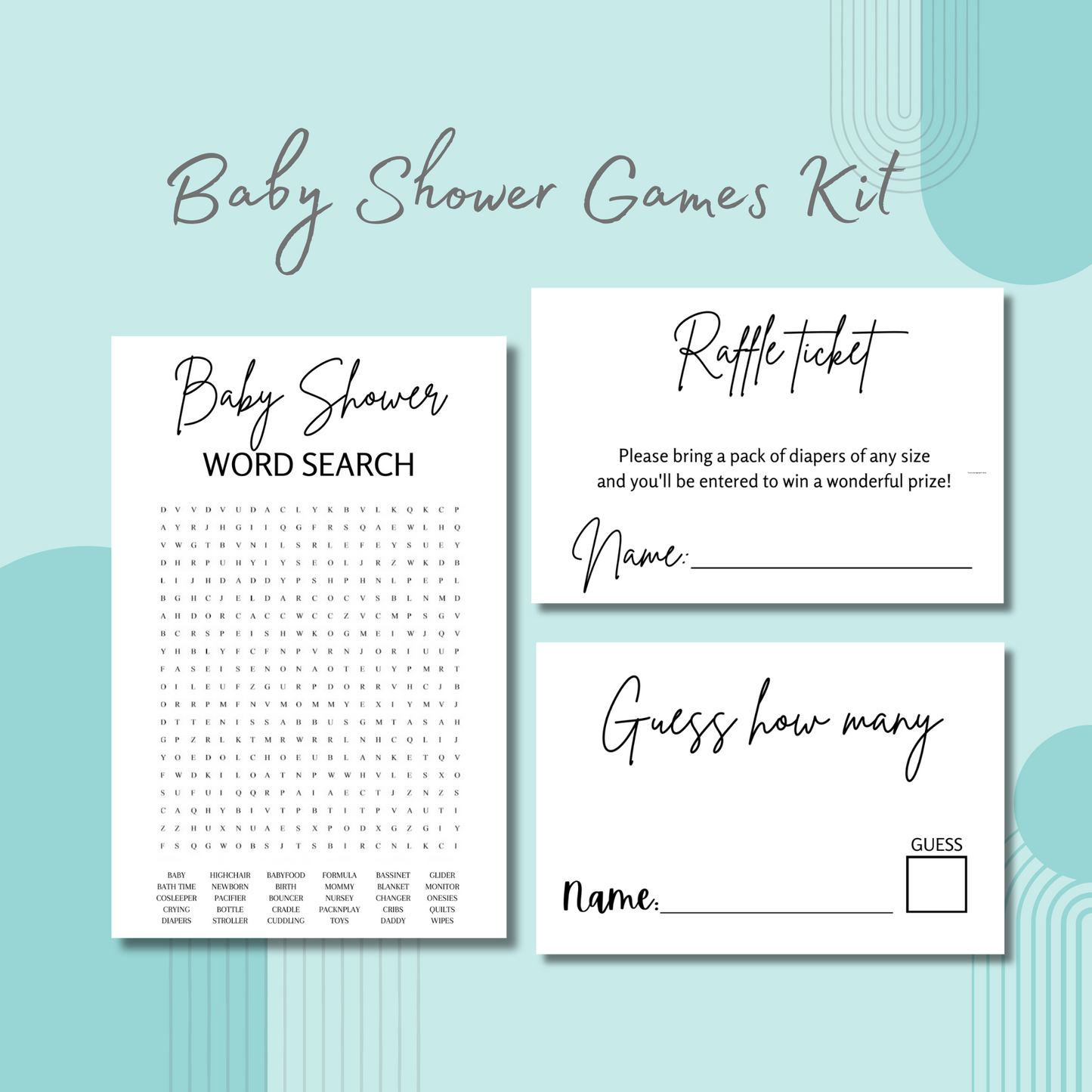 Minimalist Baby Shower Games Bundle