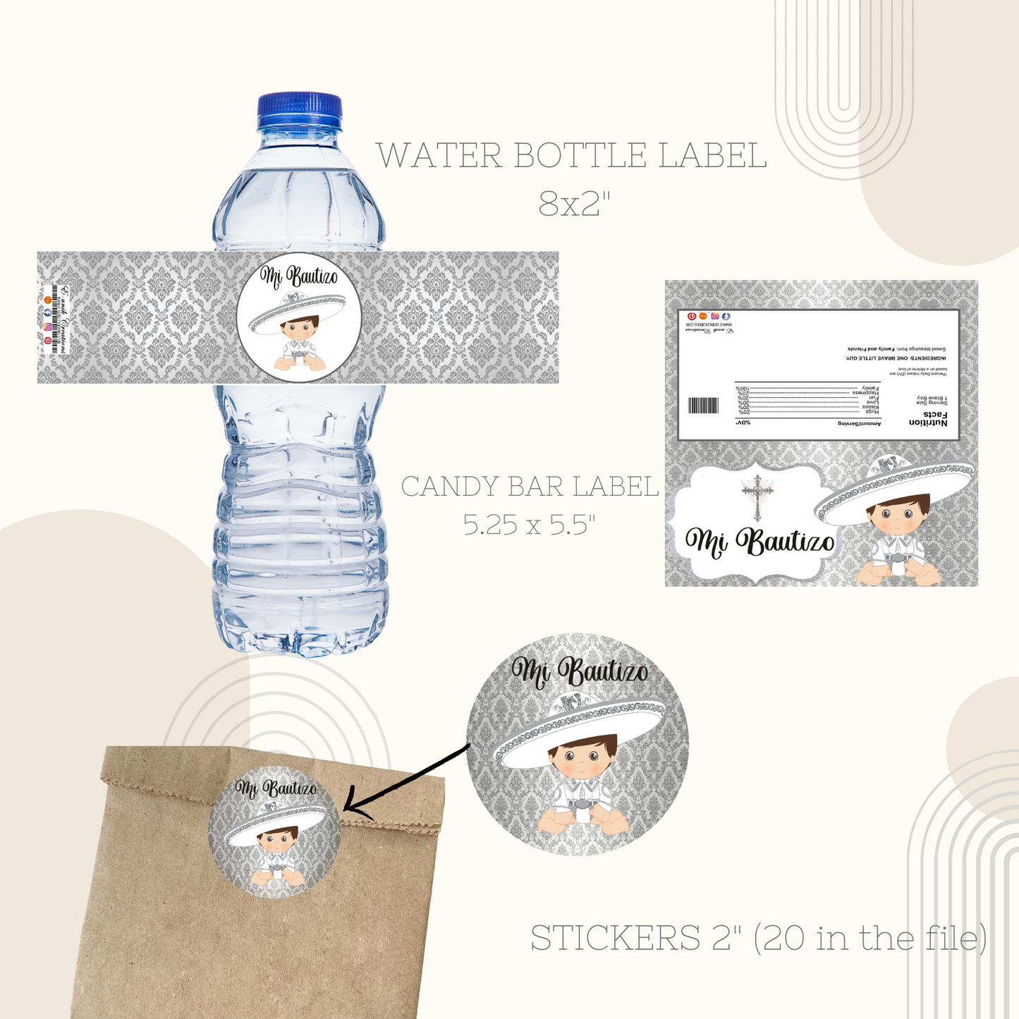 Silver Baby Charrito Baptism Printable Kit