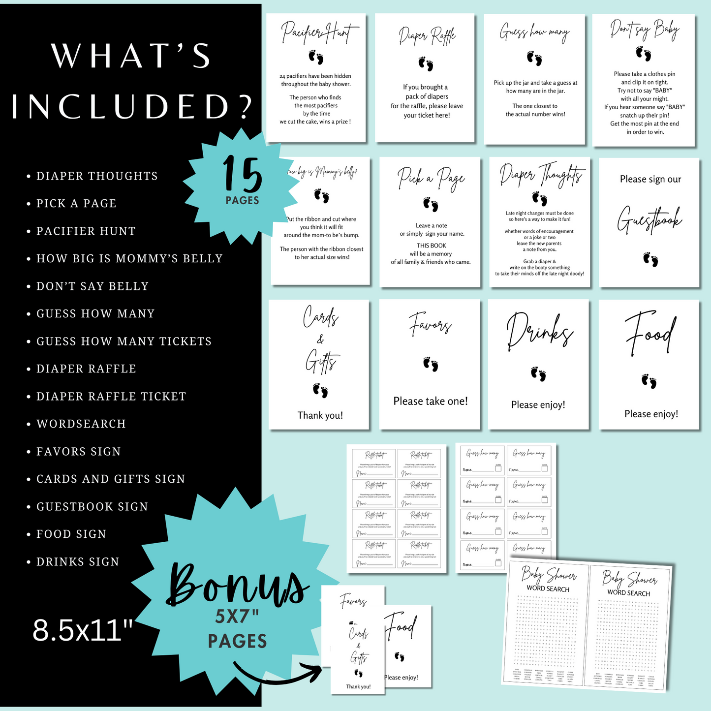 Minimalist Baby Shower Games Bundle