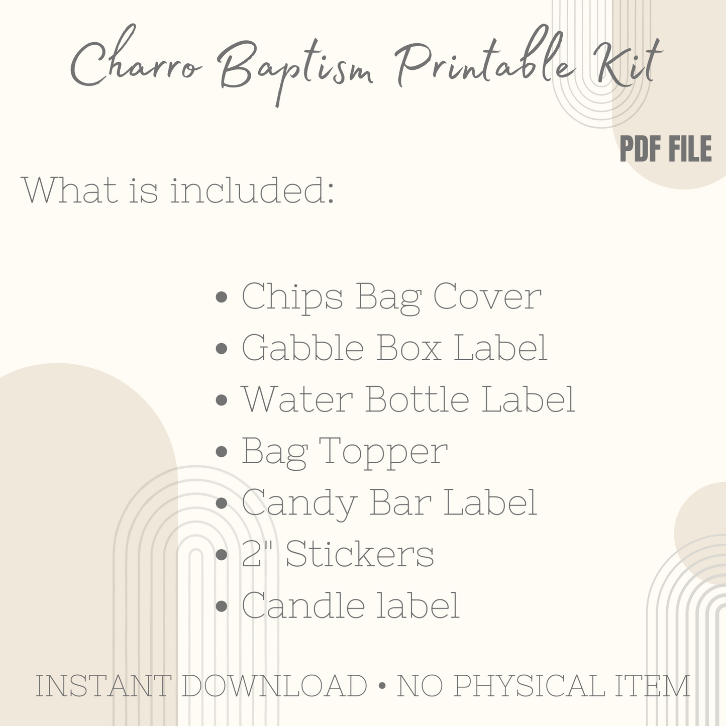Silver Baby Charrito Baptism Printable Kit
