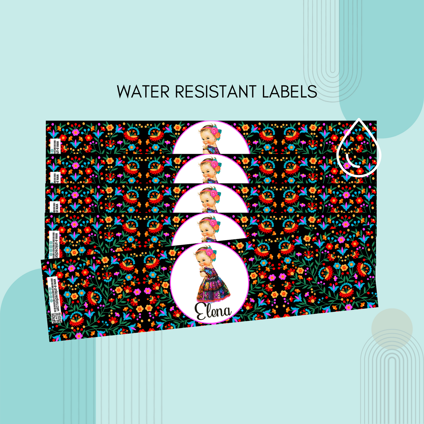 Chiapaneca Water Bottle Labels. 24pcs