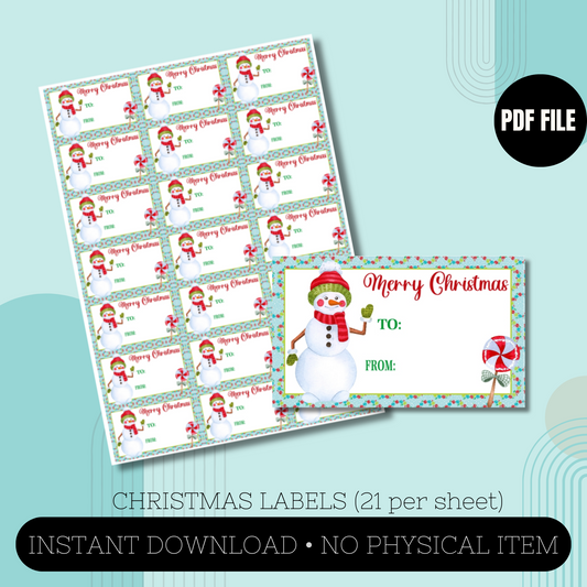 Snowman Christmas Presents Labels