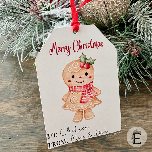 Gingerbread Christmas Tags Personalized Printed Gift Tags for Holiday Favors