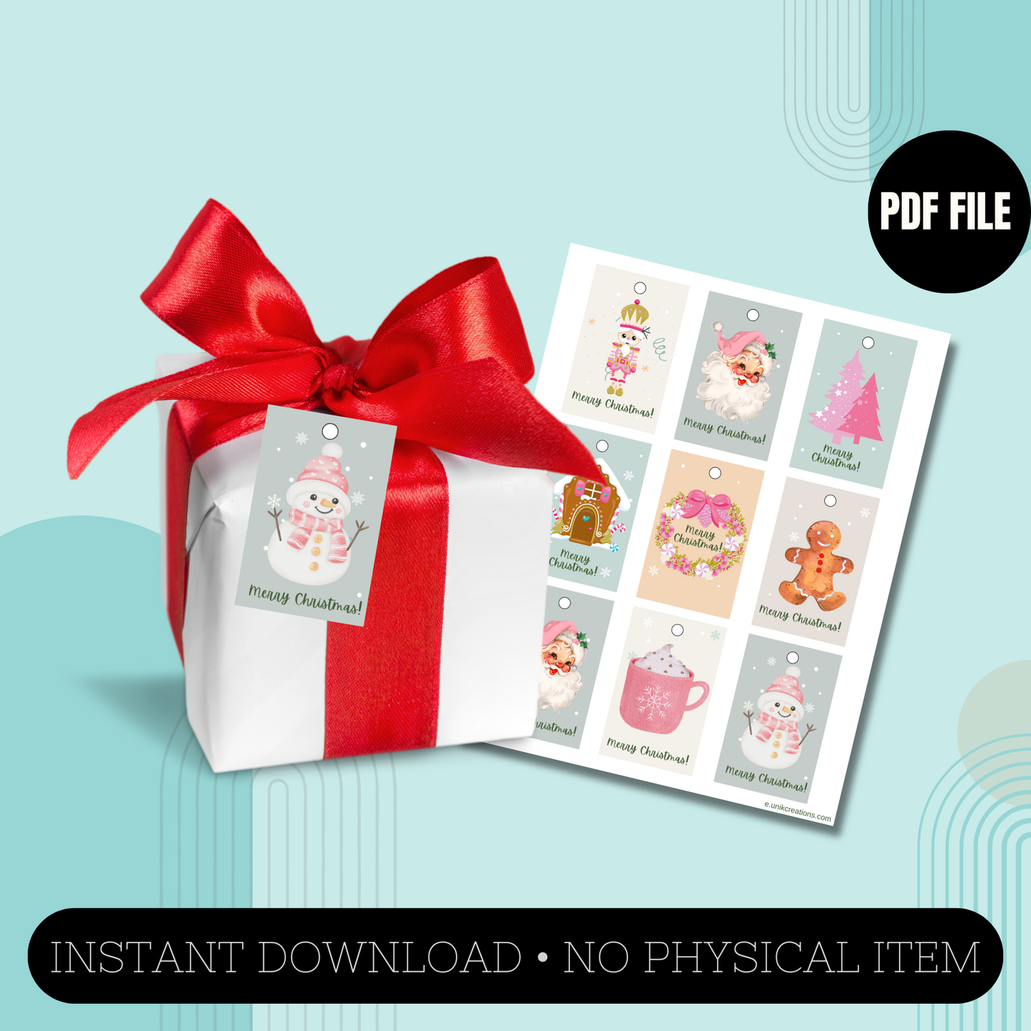 Pink Christmas Gift Tags
