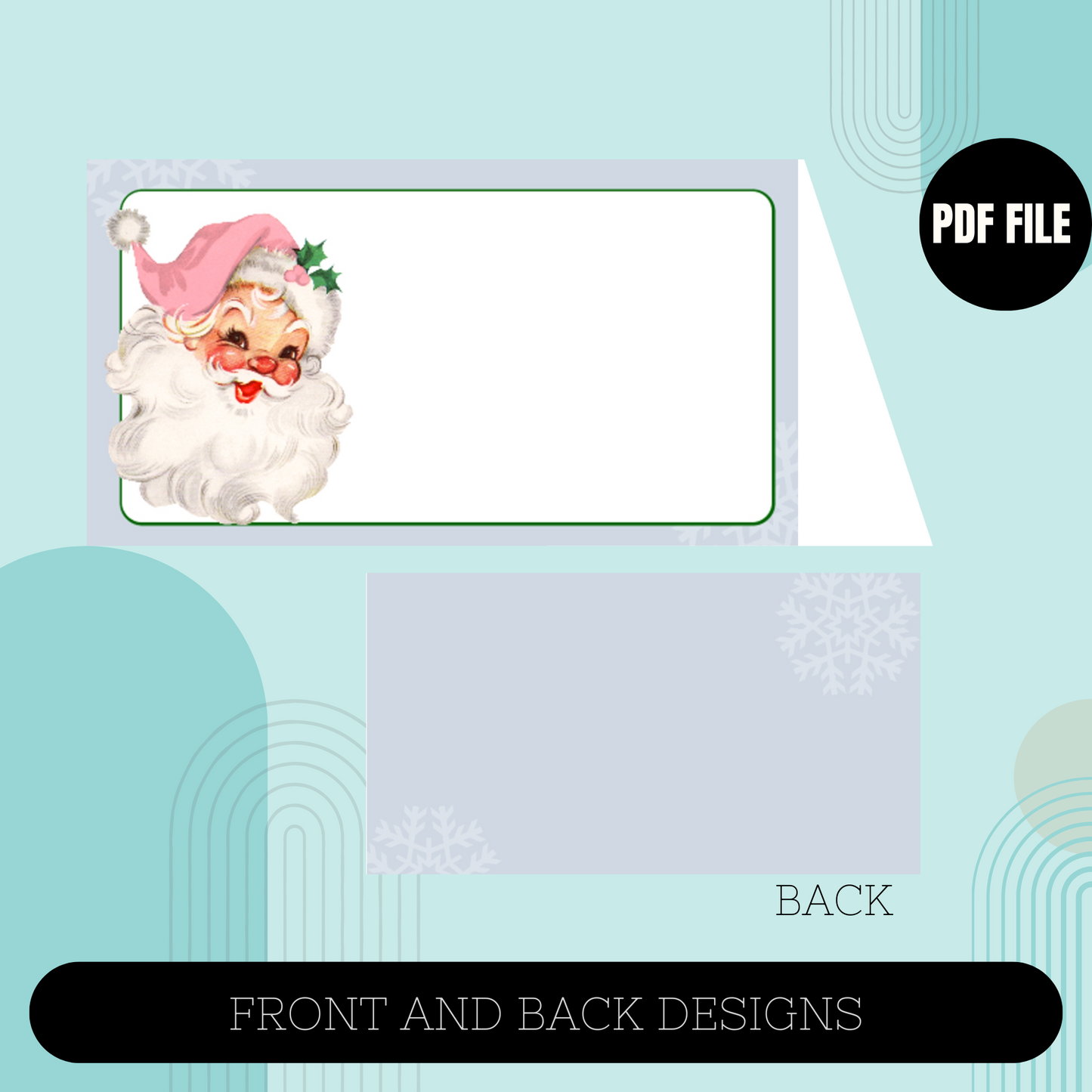 Pink Santa Food Tent Card
