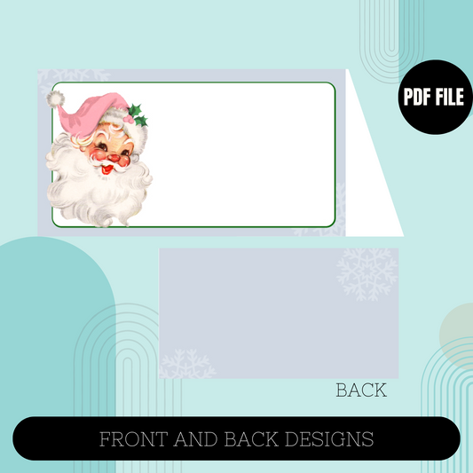 Pink Santa Food Tent Card