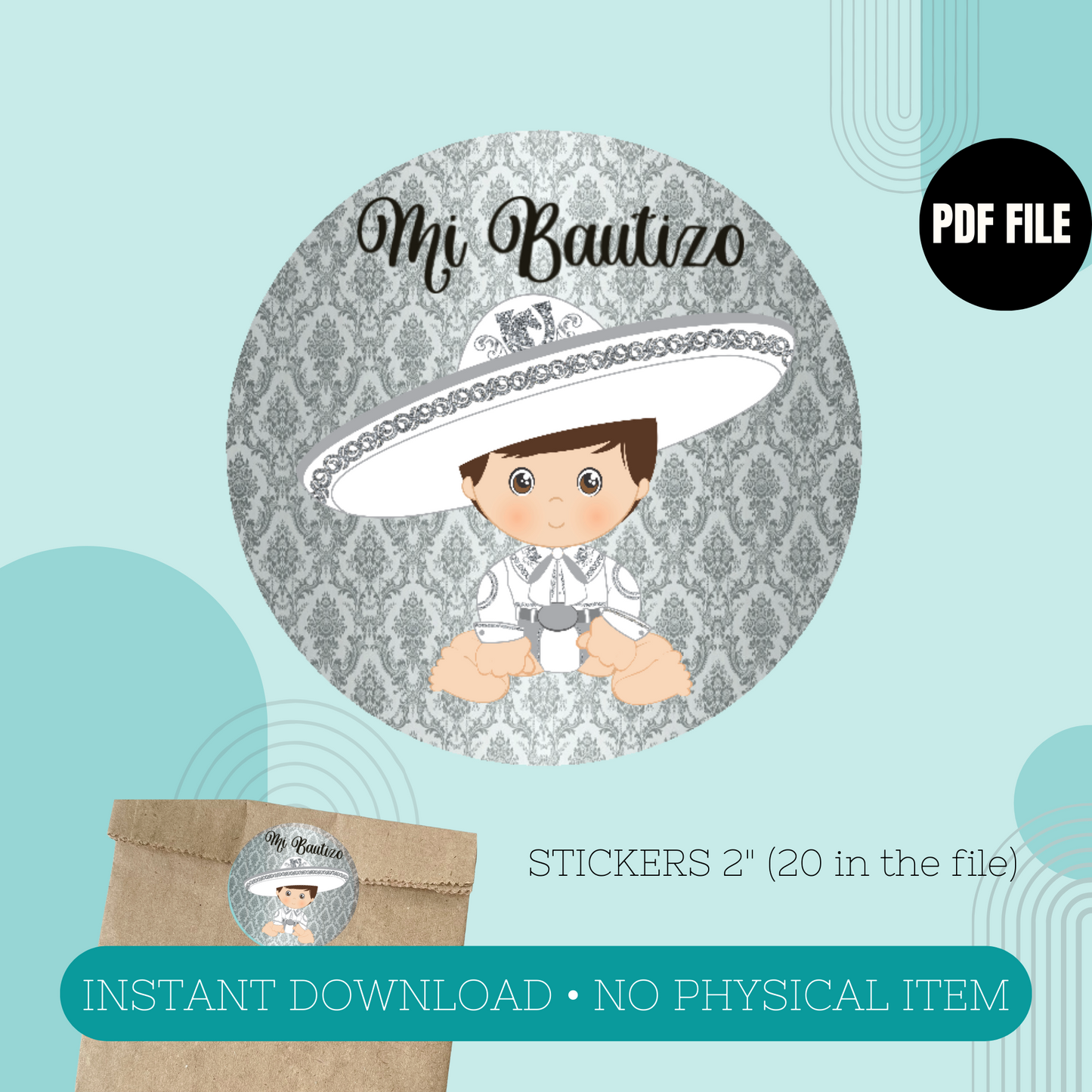 Silver Charrito 2 inches Stickers