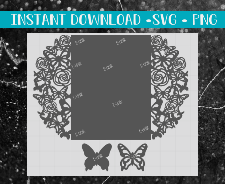 Butterfly Roses Invitation Cut File