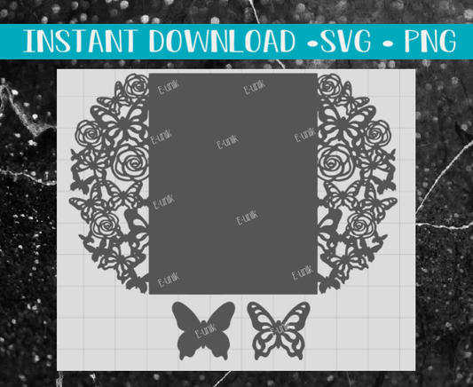 Butterfly Roses Invitation Cut File