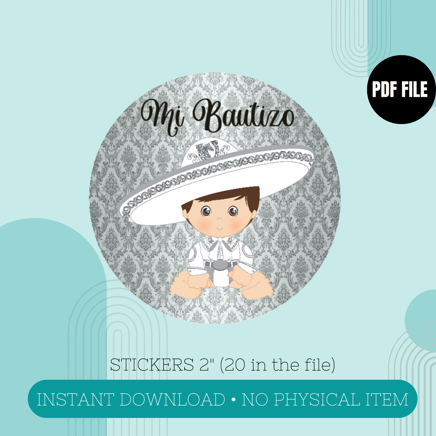 Silver Charrito 2 inches Stickers