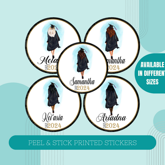 Girl Walking Graduation Stickers