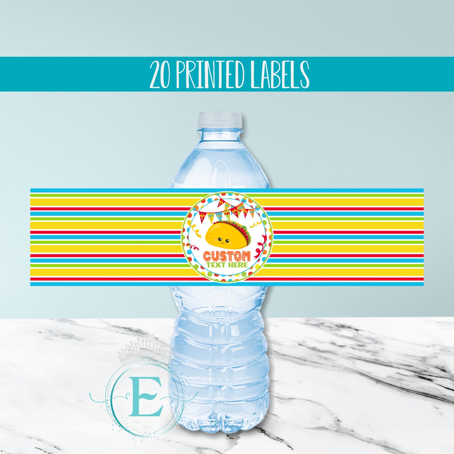 Taco Fiesta Water Bottle Labels