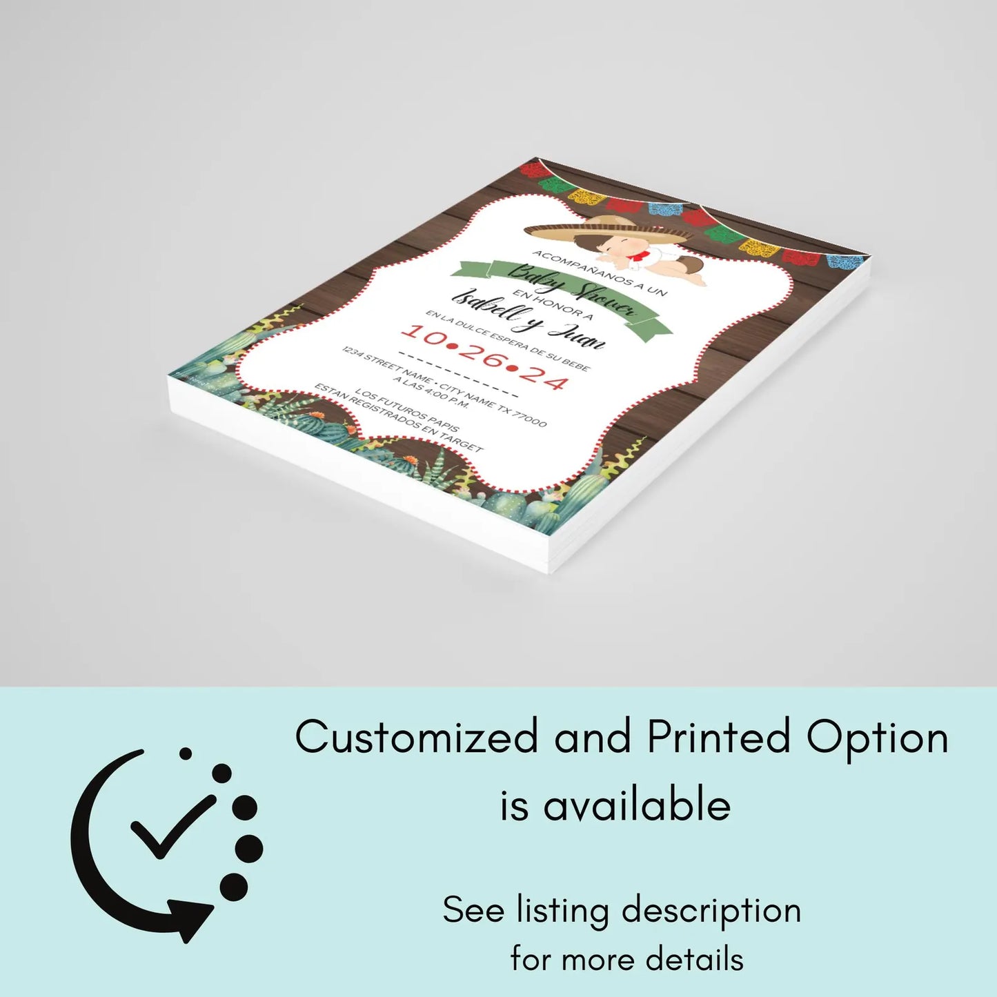 Charrito Baby Shower Invitation Canva Editable Template