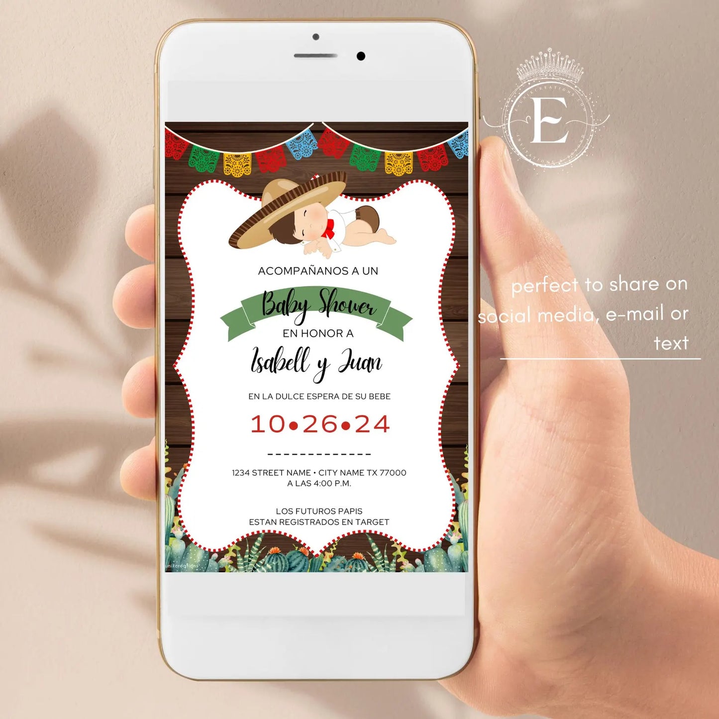 Charrito Baby Shower Invitation Canva Editable Template