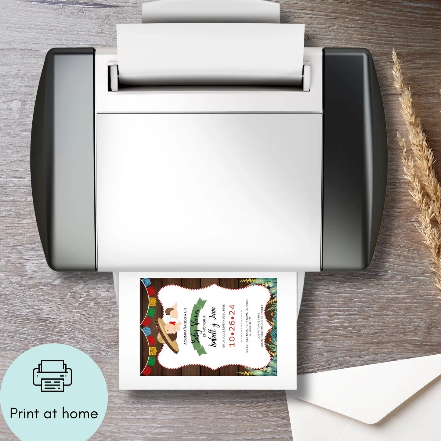 Charrito Baby Shower Invitation Canva Editable Template