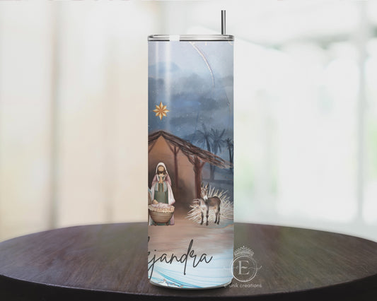 Christmas Nativity Personalized Skinny Tumbler 20oz
