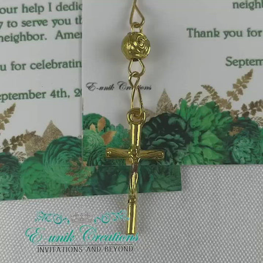 Emerald Floral Quinceanera Favors, Sweet 16 Rosary Favors