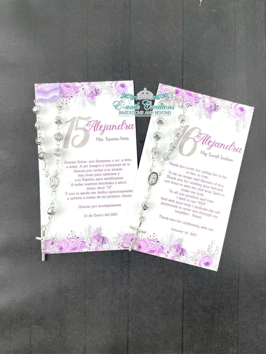 Lavender Lilac Purple Quinceanera-Sweet 16  Rosary Favors