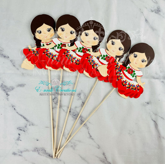 Charrita Centerpieces Sticks - Red Floral Dress