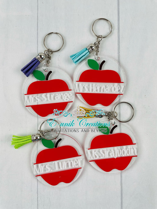 Personalized Apple Acrylic Keychain