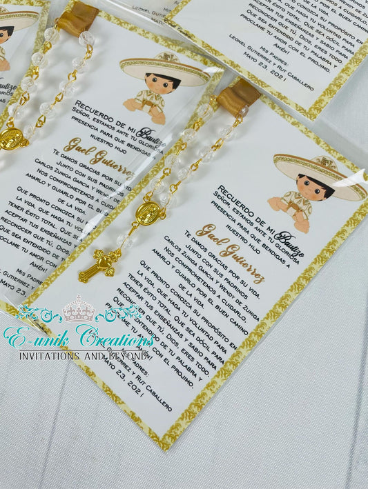 Charrito Baptism Favors, Charrito Rosary Card