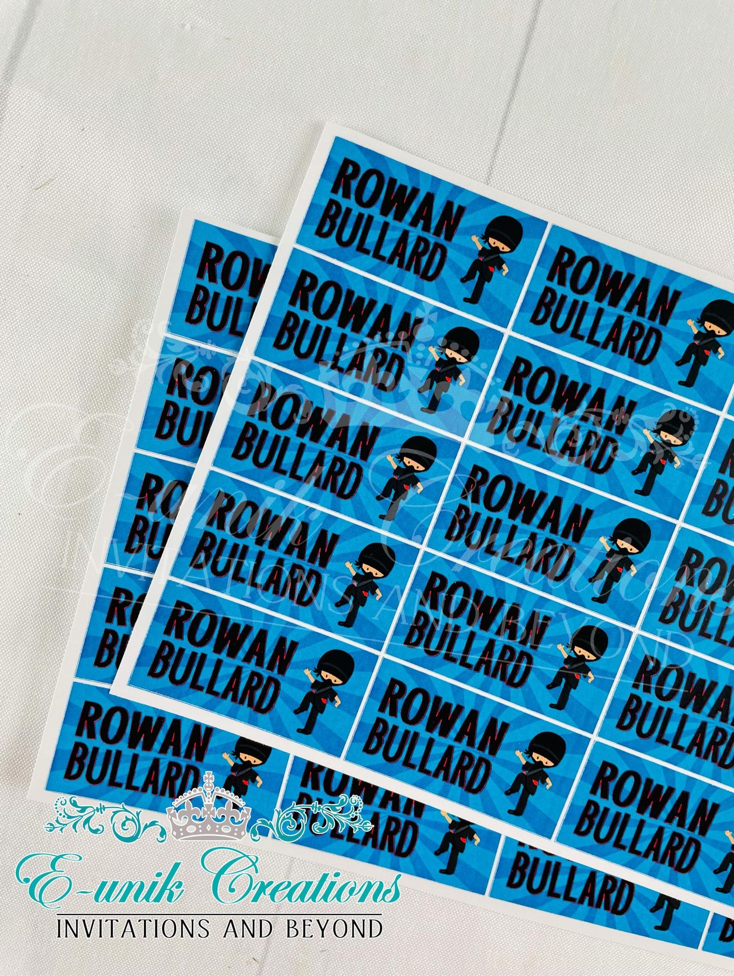 Boy Ninja School Supplies Labels
