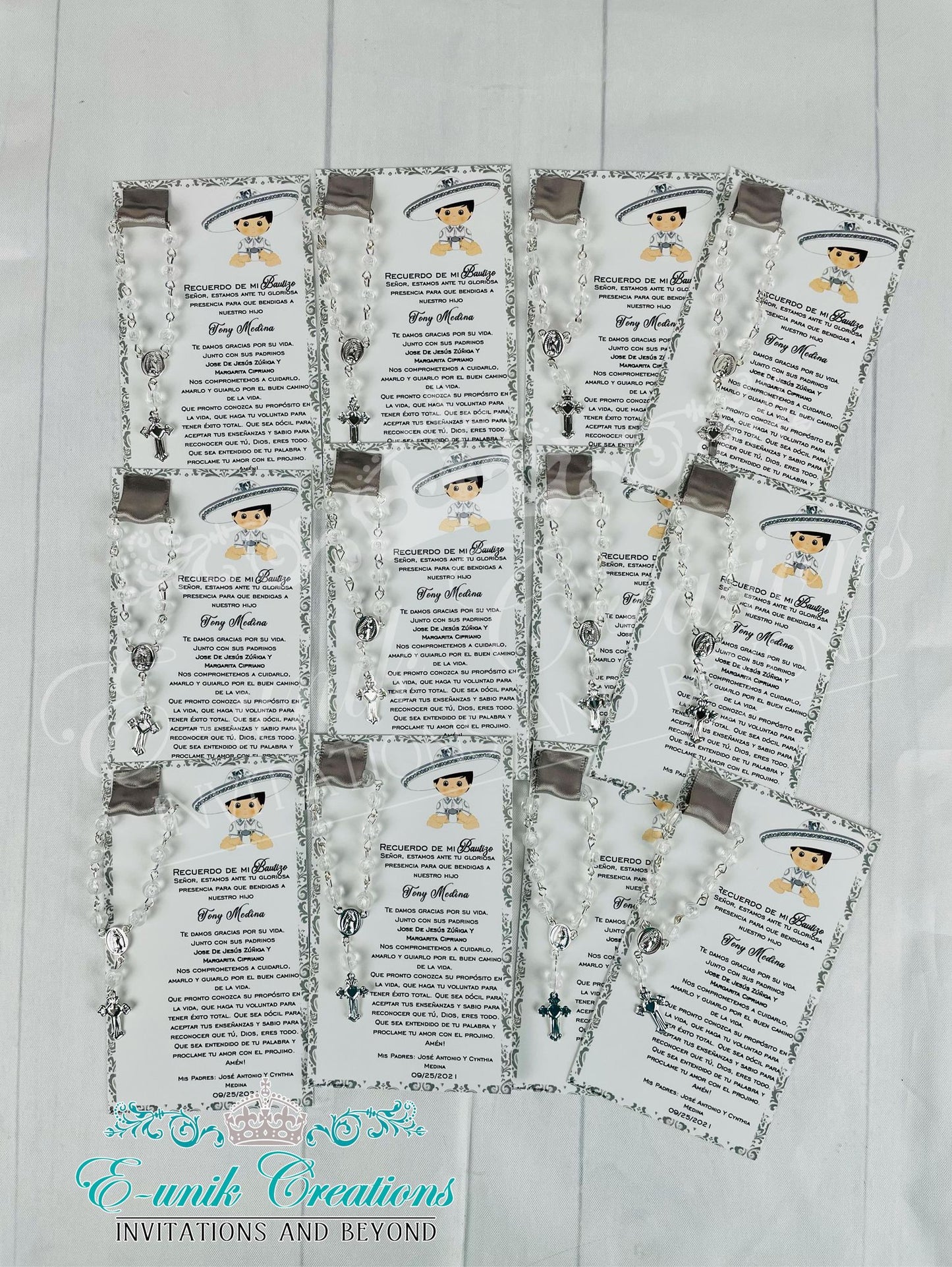 Silver Charrito Editable Prayer Card