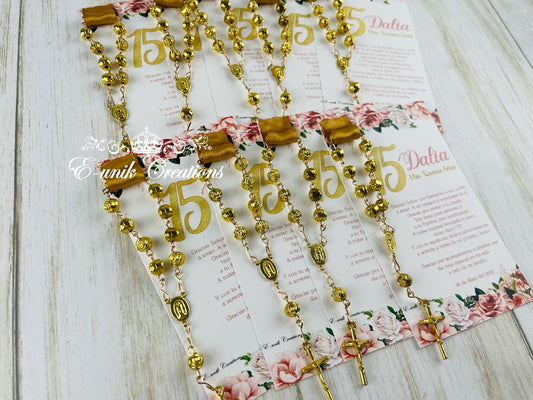 Floral Rose Gold Rosary Favors