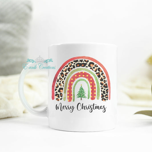 Merry Christmas Rainbow Ceramic Mug