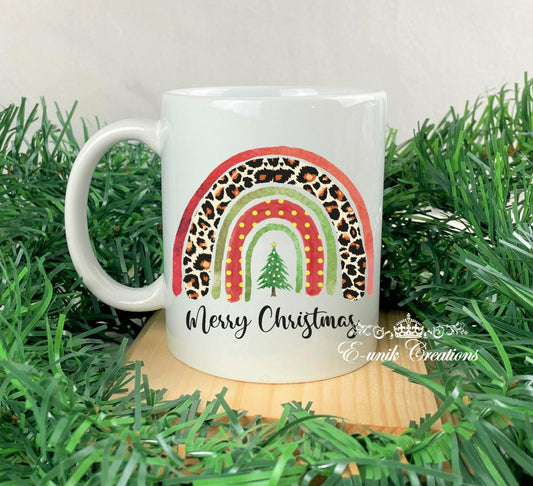 Merry Christmas Rainbow Ceramic Mug