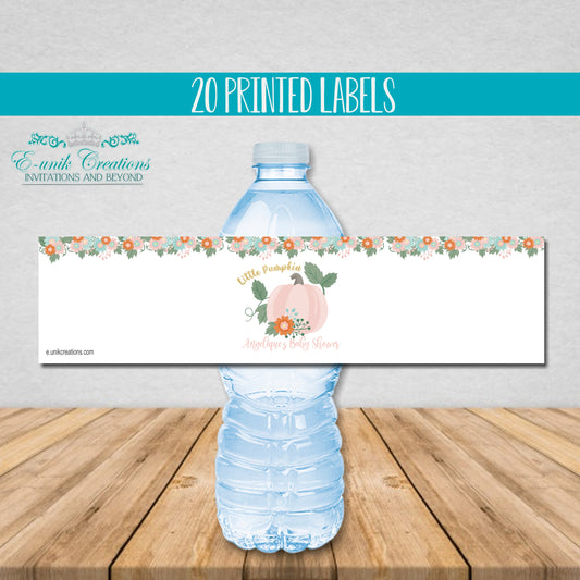 Pink Pumpkin Water Bottle Labels
