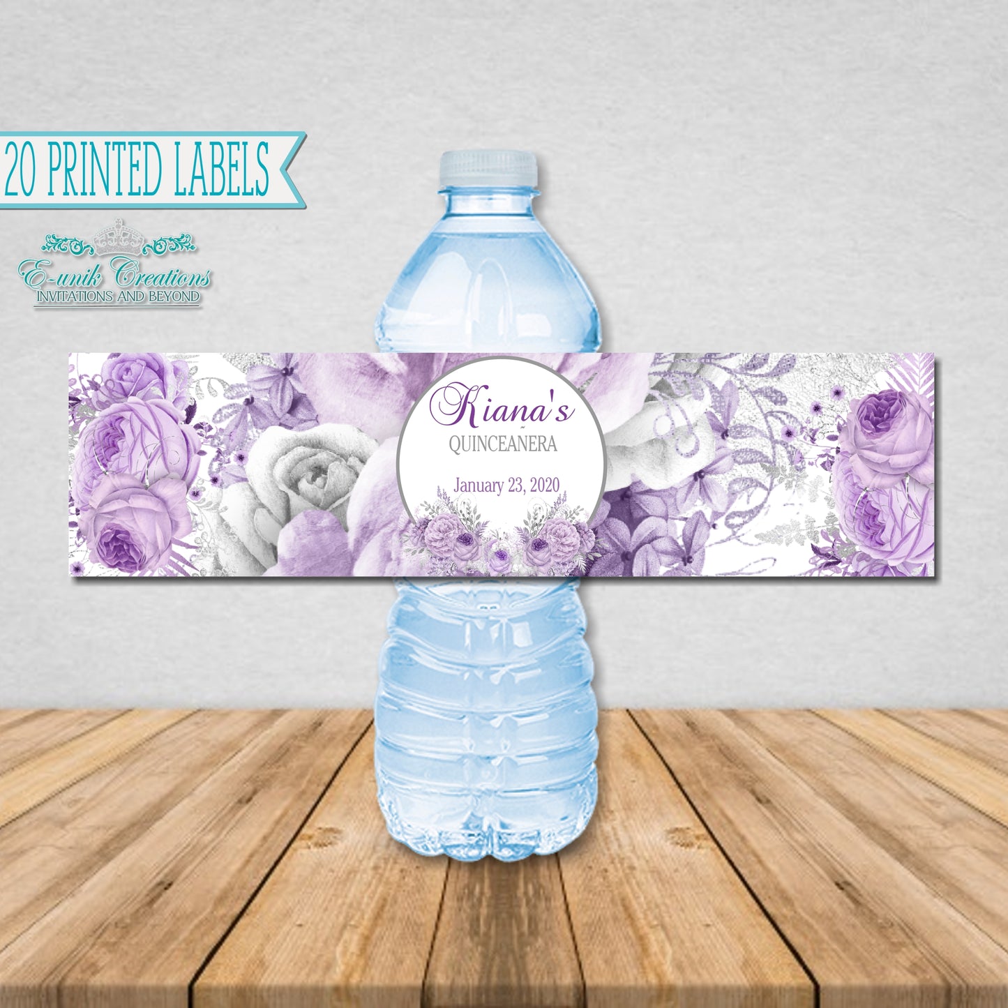 Lavender Silver Floral Labels