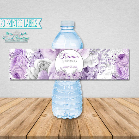 Lavender Silver Floral Labels