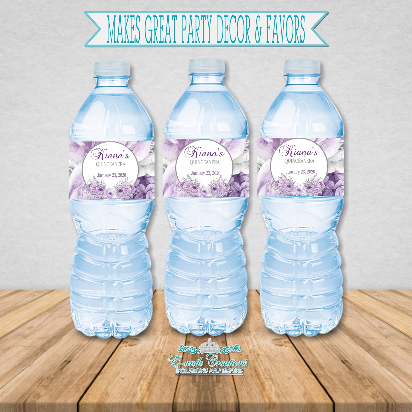 Lavender Silver Floral Labels