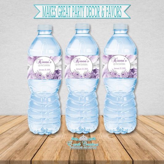 Lavender Silver Floral Labels