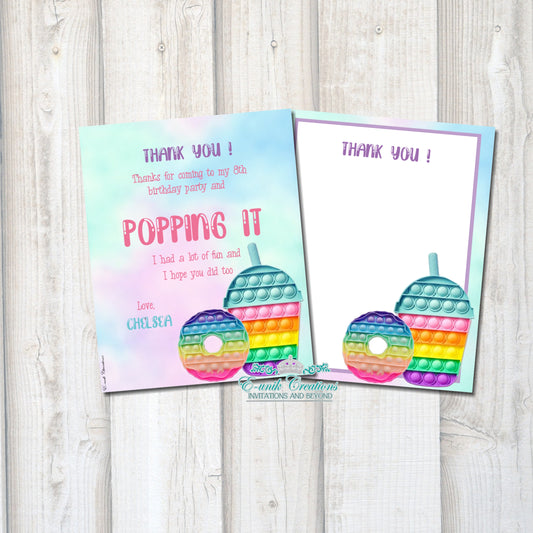 Pop It Thank You Cards - Pop It Birthday Decoration