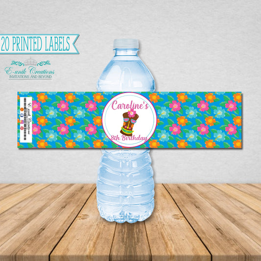 Luau Water Bottle Labels - Hawaiian Party Décor