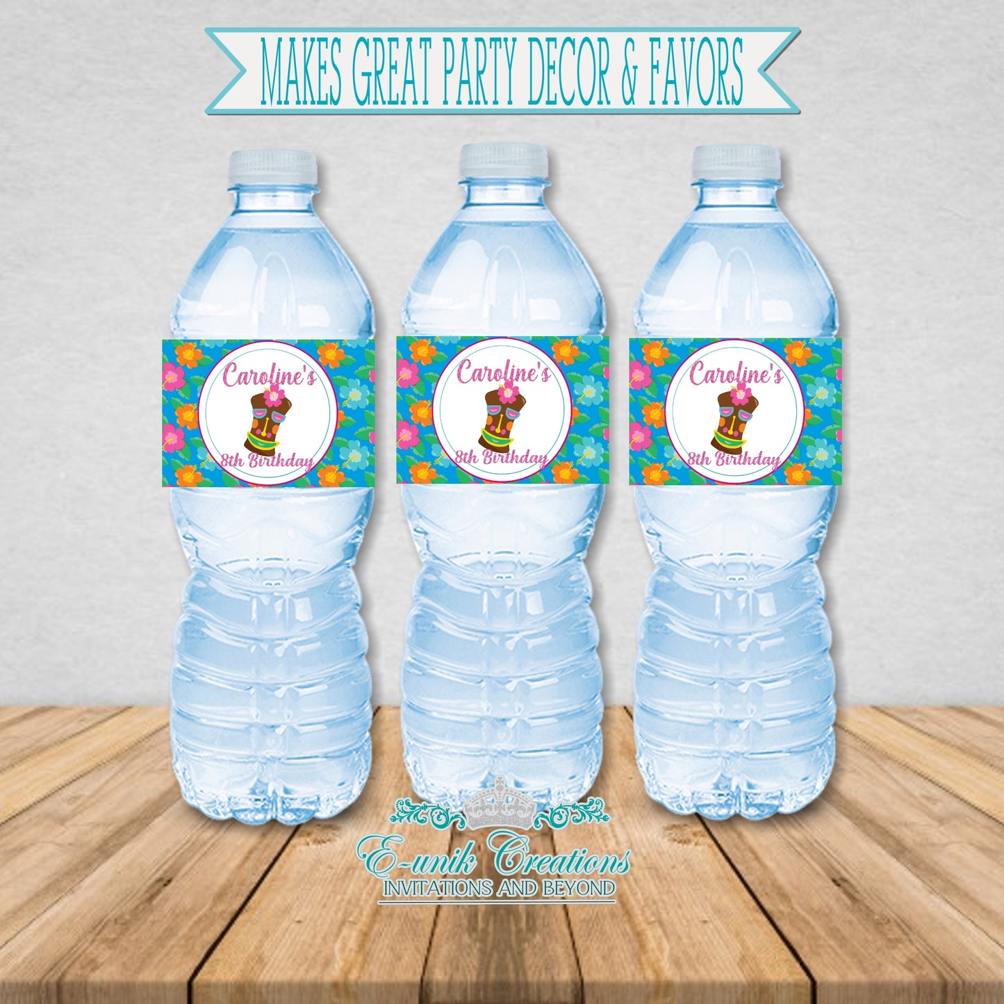 Luau Water Bottle Labels - Hawaiian Party Décor