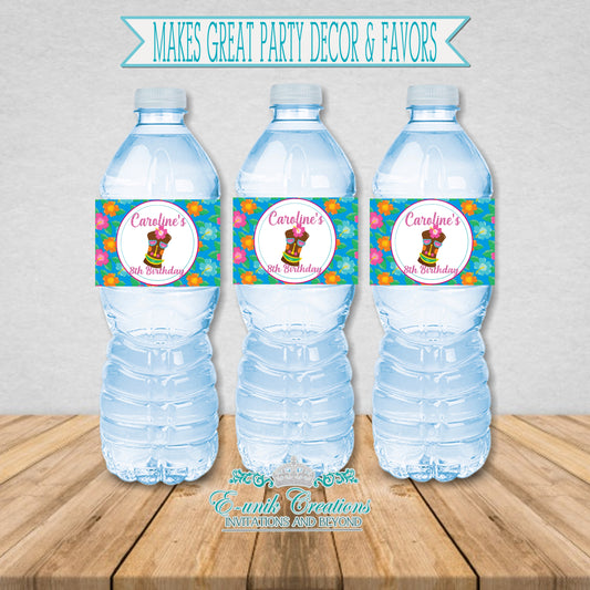 Luau Water Bottle Labels - Hawaiian Party Décor